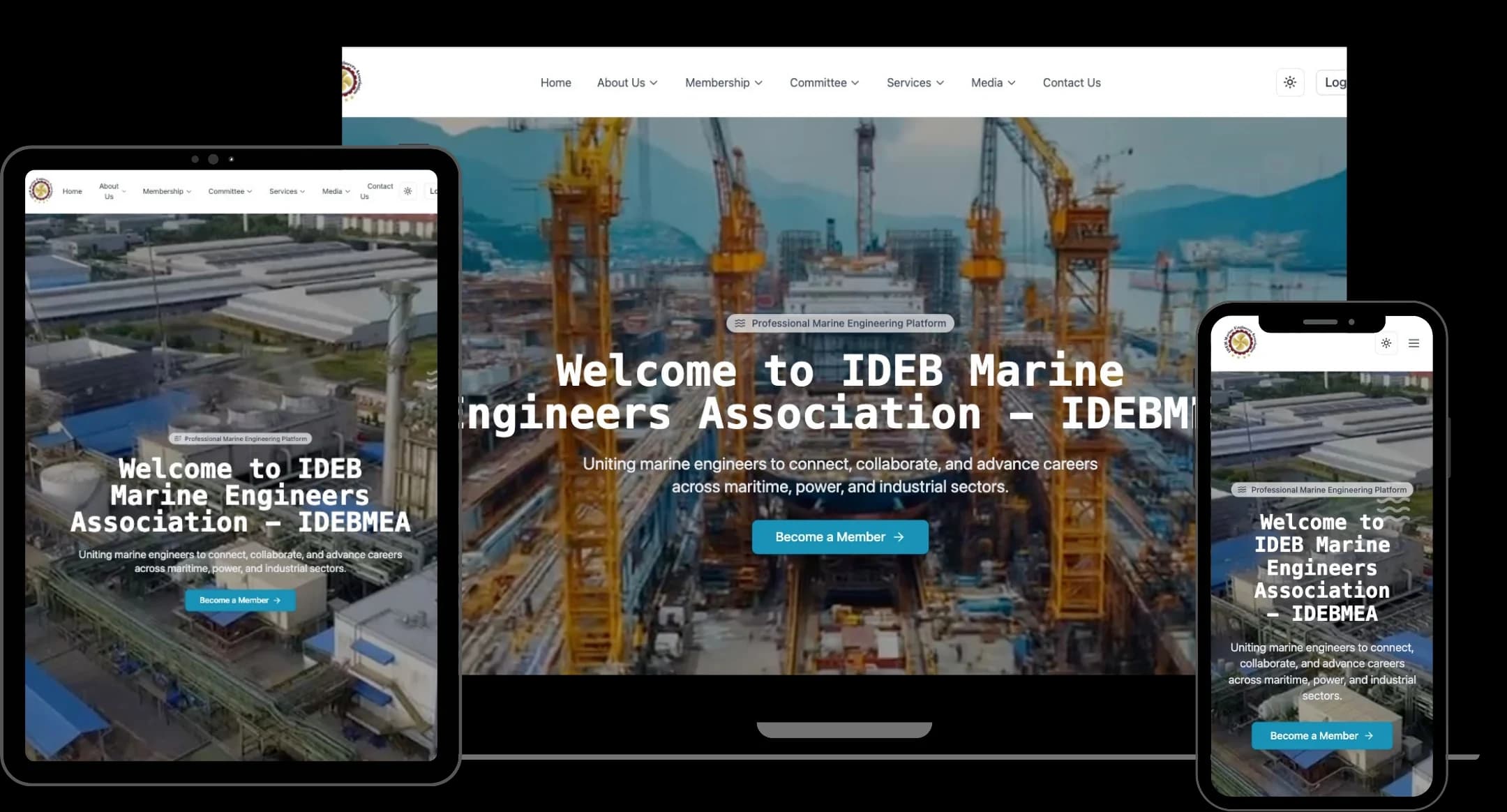 idebmea.org on laptop, tablet and smartphone